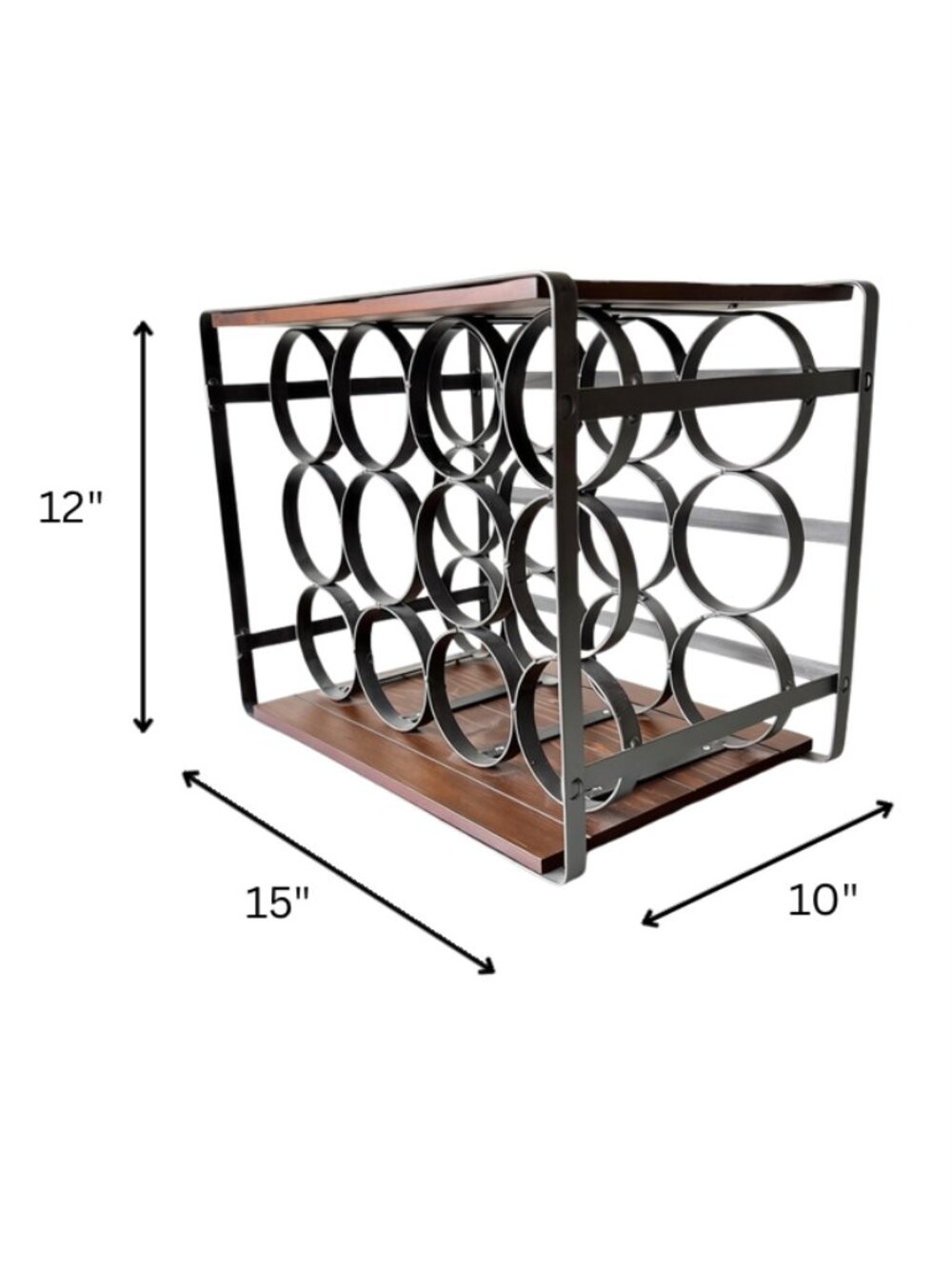 3-Tier Wood & Metal Wine Rack - Picture 5 of 5